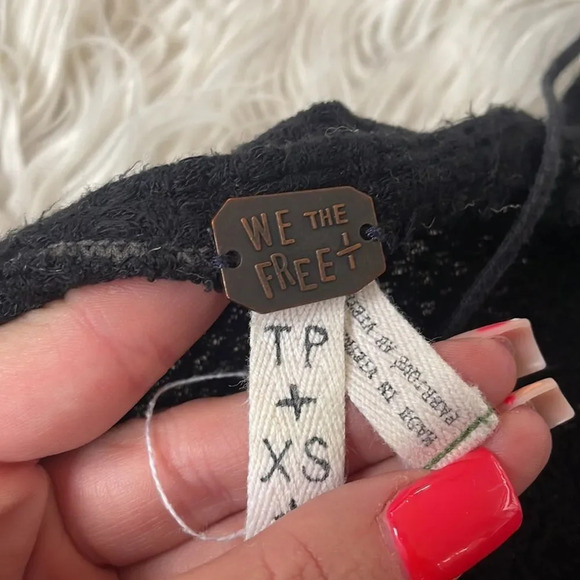 Free People Laguna Black Thermal Long Sleeve Top - Picture 3 of 4